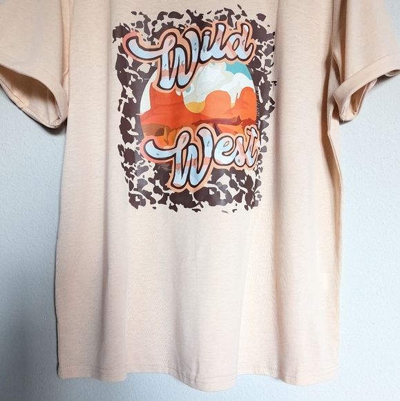 Western Wild West light yellow short sleeve desert tee size XL - Picture 5 of 7